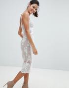 Bronx And Banco Lace Midi Bodycon Dress - White