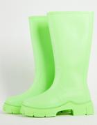 Asos Design Chunky Wellington Boot In Glow In The Dark Neon Green-yellow