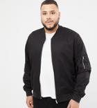 Asos Design Plus Bomber Jacket With Sleeve Zip In Black - Black