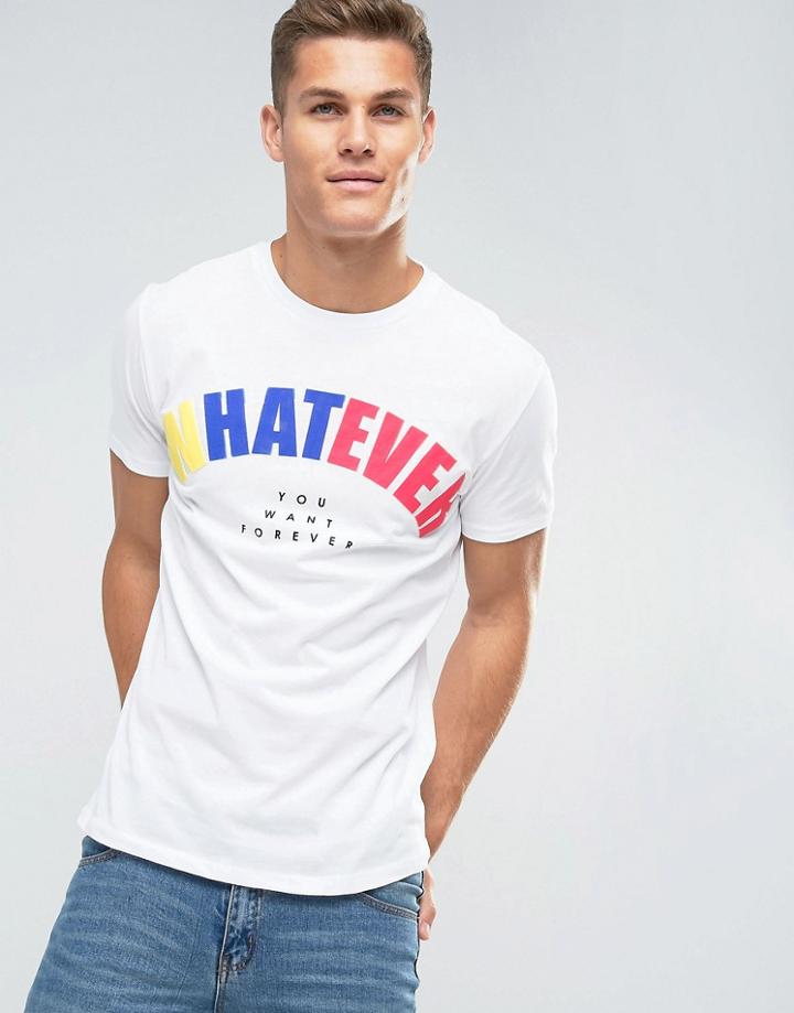 Bershka Slogan T-shirt In White - White