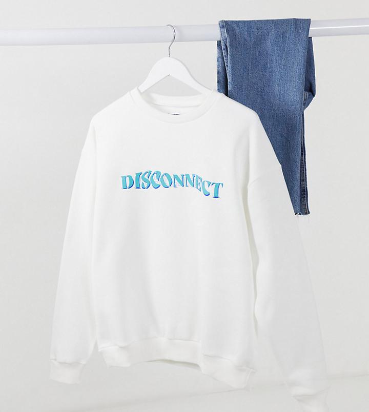Local Heroes Oversized Co-ord Sweatshirt With Disconnect Slogan-white