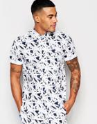Nicce London Short Sleeve Shirt With All Over Tropical Print - Blue