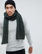 Asos Design Knitted Scarf In Olive - Green