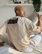 Asos Design Oversized T-shirt In Beige With Seoul City Back Print-neutral