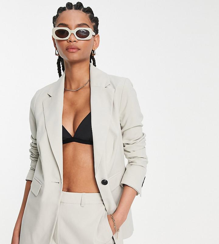 Topshop Tall Fitted Blazer In Pale Gray - Part Of A Set