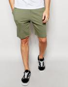 Asos Mid Length Jersey Shorts In Light Khaki - Vetiver