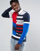 Tommy Hilfiger Long Sleeved Rugby Polo Shirt In Multi Block Stripe - Multi