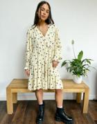 Native Youth Very Oversized Wrap Front Smock Dress In Panda Party Print-neutral