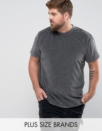 Zeffer Plus Oversized Velour T-shirt - Gray