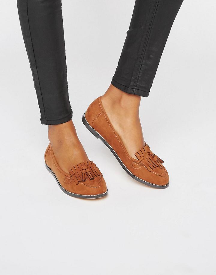London Rebel Fringe Loafers - Tan