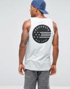 Asos Longline Sleeveless T-shirt With Flag Front And Back Print - Blue