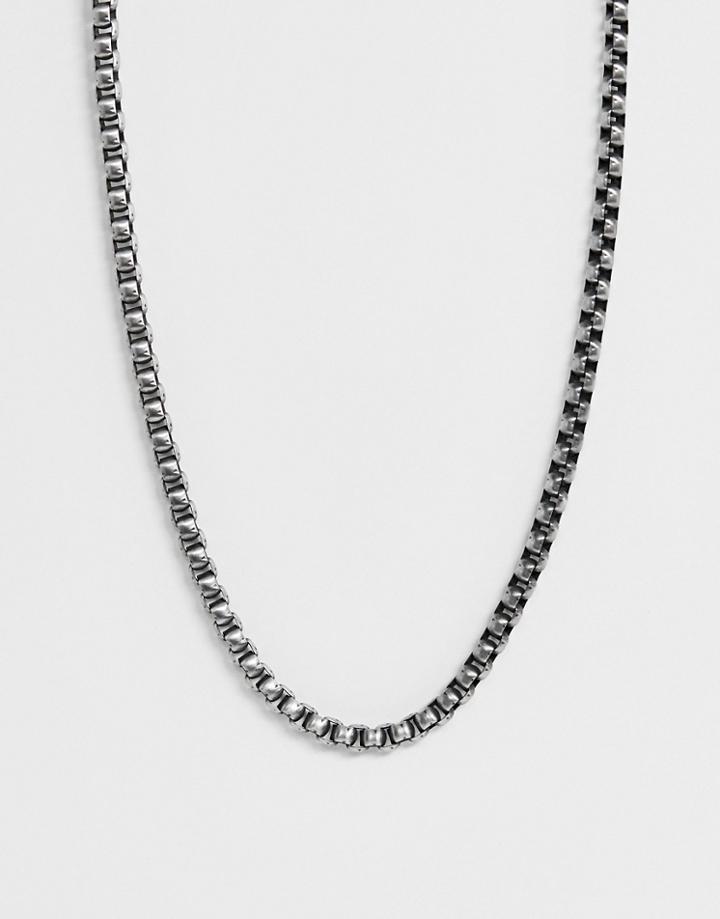 Steve Madden Mens Box Chain Necklace 26in In Stainless Steel - Silver