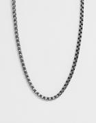 Steve Madden Mens Box Chain Necklace 26in In Stainless Steel - Silver