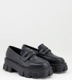 Truffle Collection Wide Fit Extreme Chunky Loafers In Black
