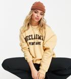 Reclaimed Vintage Inspired Organic Cotton Blend Inclusive Sweat With Varsity Logo In Camel - Part Of A Set-neutral
