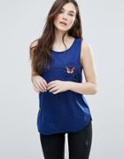 Brave Soul Tank With Butterfly Badges - Navy