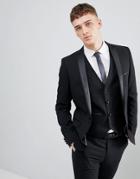 Harry Brown Slim 50% Wool Split Lapel Black Dinner Suit Jacket