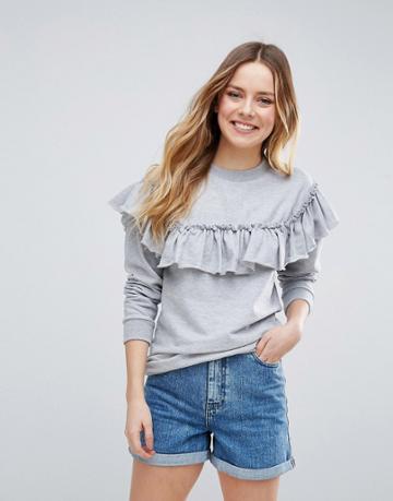 Parisian Frill Sweatshirt - Gray