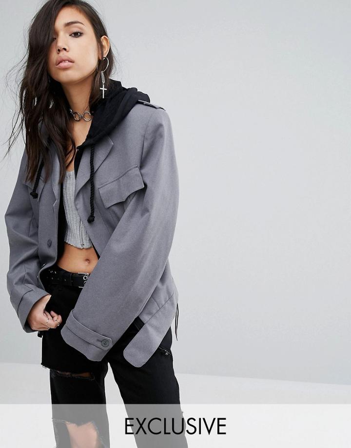 Milk It Vintage Clean Military Jacket - Gray