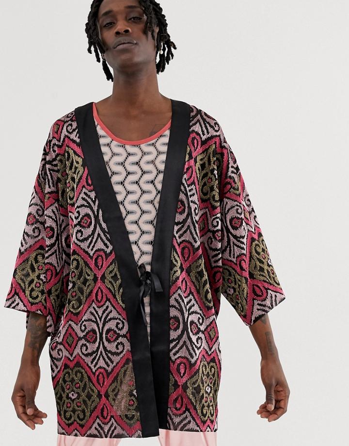 Asos Edition Burnout Kimono In Pink - Pink