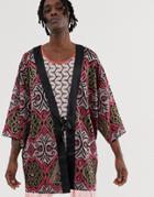 Asos Edition Burnout Kimono In Pink - Pink