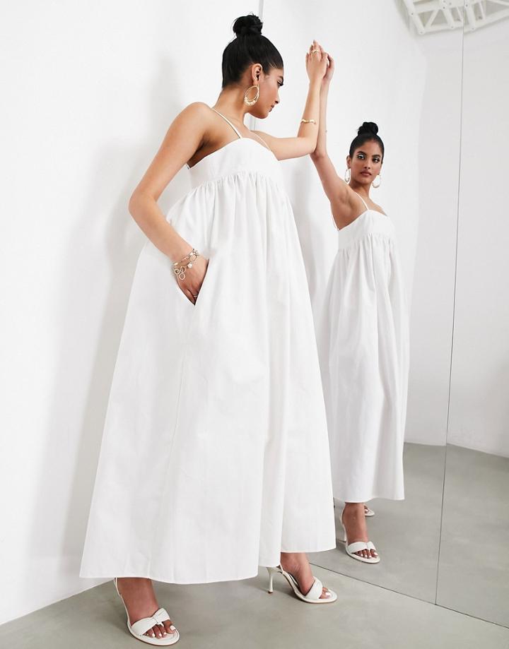 Asos Edition Cotton Twill Empire Cami Maxi Dress In White