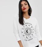 Asos Design Tall Sweatshirt With Zodiac Print - White
