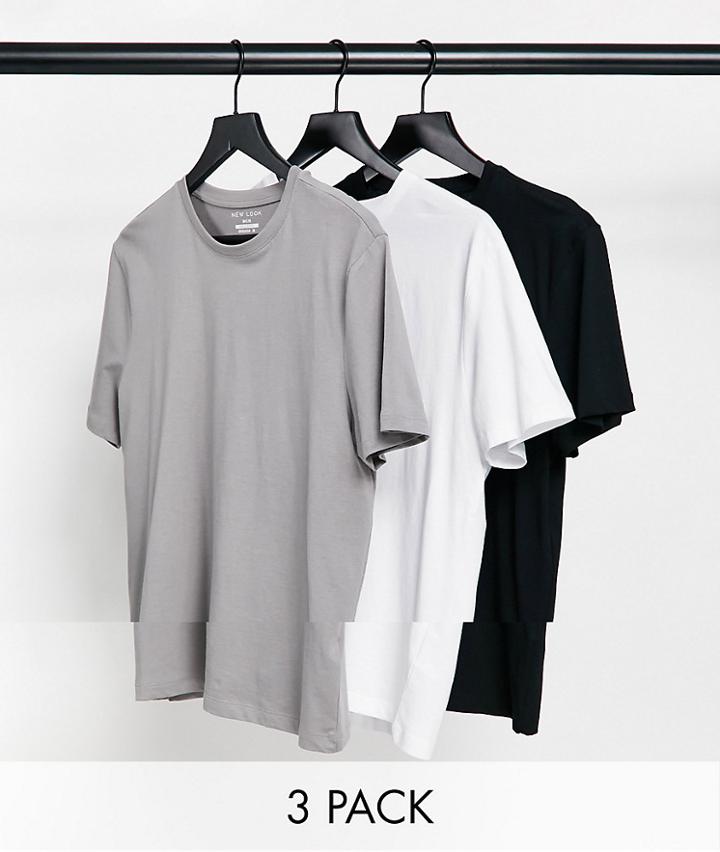 New Look 3-pack Crew Neck T-shirts In Multi
