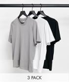 New Look 3-pack Crew Neck T-shirts In Multi