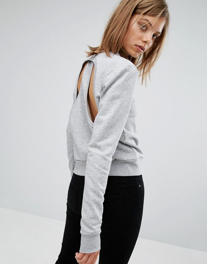 Cheap Monday Cut Out Racer Back Sweatshirt - Gray