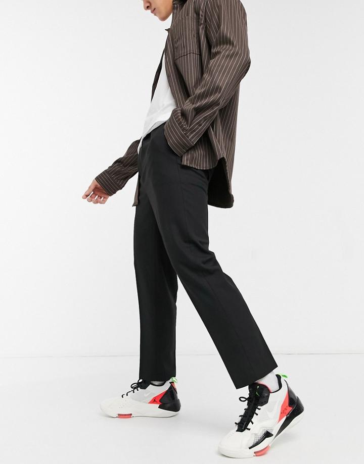 Asos Design Tapered Cropped Smart Pants In Black