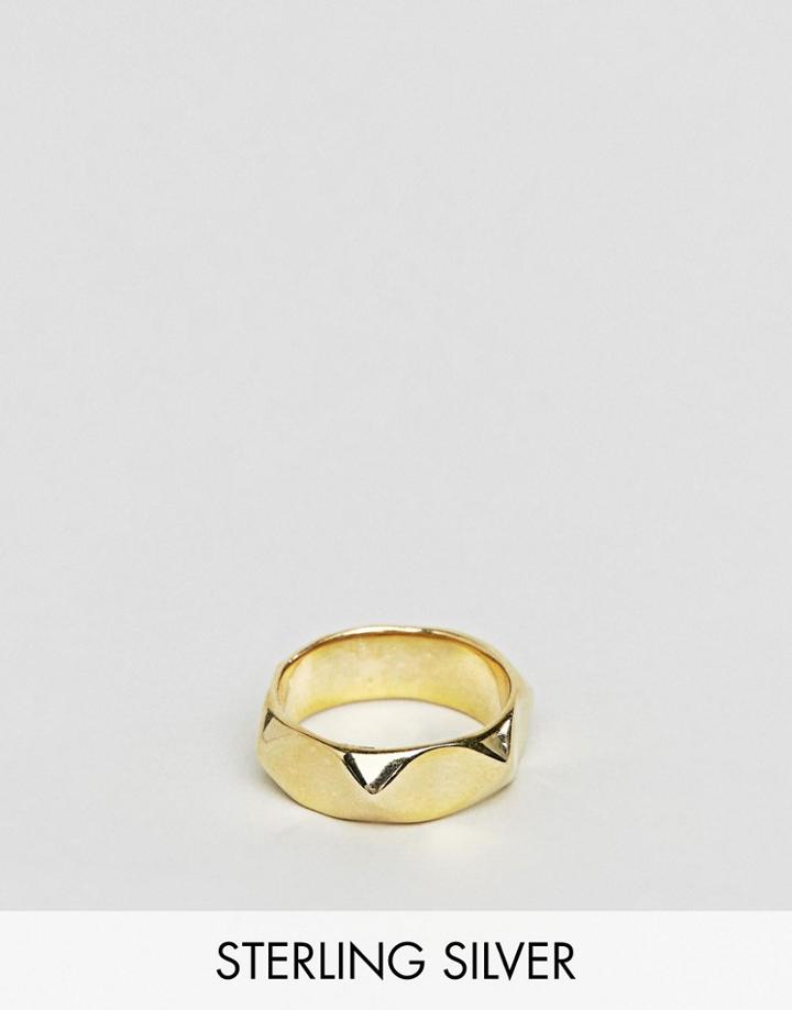 Asos Sterling Silver Ring With Gold Plating - Silver