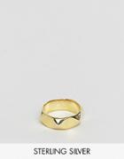Asos Sterling Silver Ring With Gold Plating - Silver