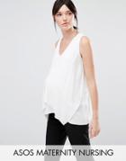 Asos Maternity Nursing Woven Tank With Overlay - White