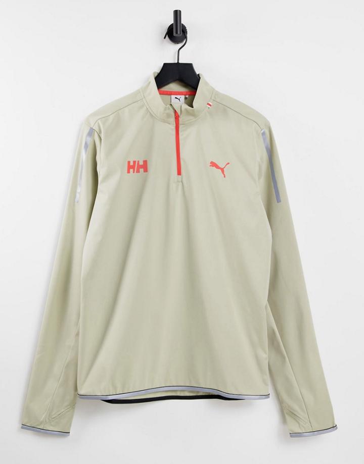 Puma X Helly Hansen Running 1/2 Zip Long Sleeve Top In Sand-neutral