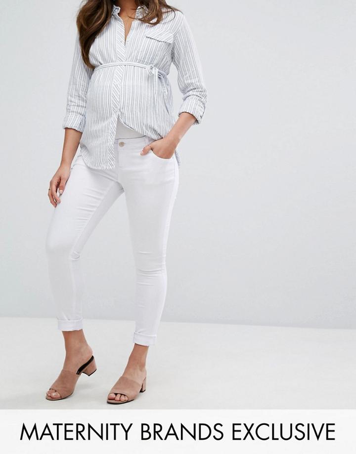 Bandia Maternity Over The Bump Skinny Jean With Removable Bump Band - White