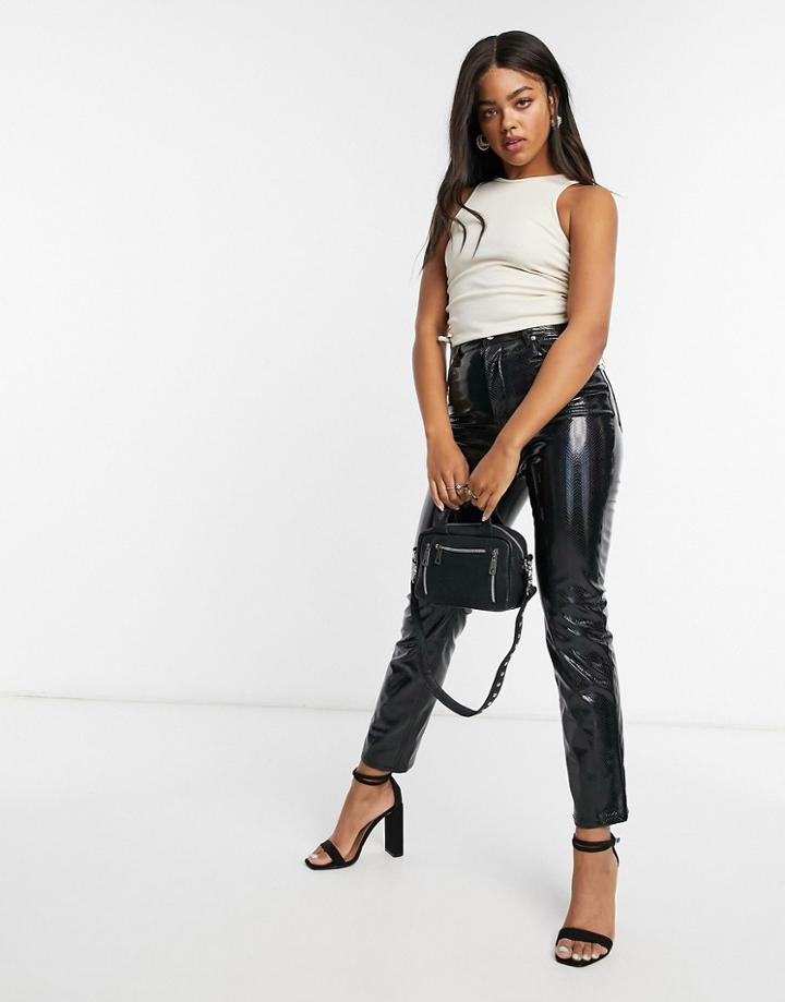 In The Style X Shaughna Ribbed Drawstring Crop Top In Cream-white