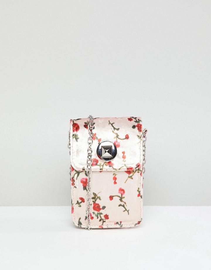 Yoki Fashion Velvet Floral Cross Body Pouch - Multi