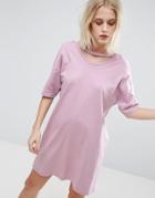 Asos T-shirt Dress With Open Neck Detail - Purple