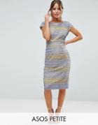 Asos Petite Lace Wiggle Dress With Contrast Lining - Multi