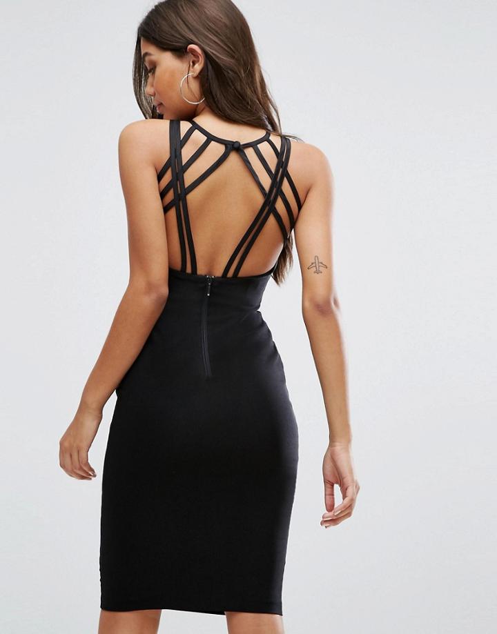 Vesper Strappy Back Midi Dress - Black