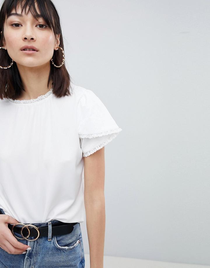 Pieces Cava Gathered Neck Top - White