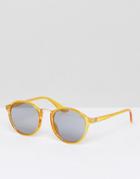 7x Oversized Round Transparent Yellow Sunglasses - Yellow