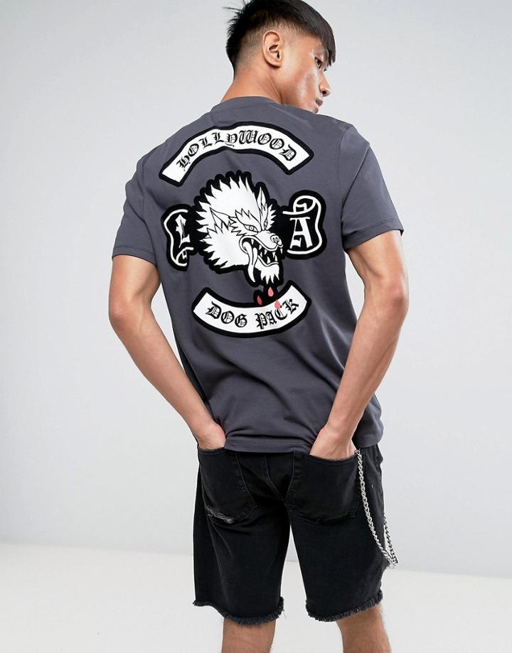 Asos Relaxed T-shirt With Wolf Flocked Back Print - Black