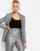 Fashion Union Suit Jacket In Tile Print Co-ord - Gray