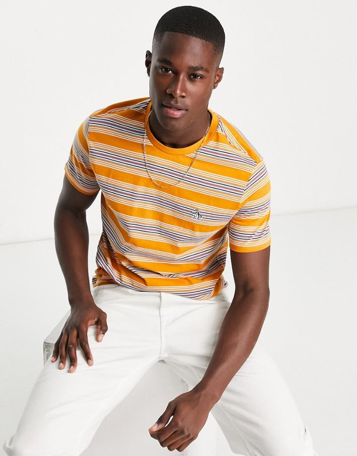 Original Penguin Stripe T-shirt In Yellow