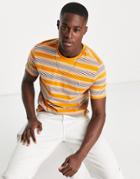 Original Penguin Stripe T-shirt In Yellow