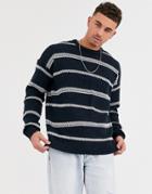 Only & Sons Knitted Sweater With Chunky Woven Stripe