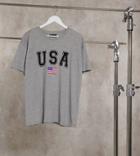 Asos Design Curve T-shirt With Usa In Gray Marl-grey