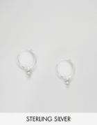 Asos Sterling Silver 9mm Hoop Charm Earrings - Silver